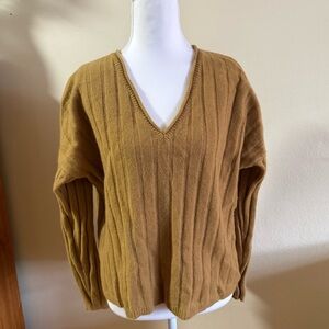 Madewell (Re)sourced Cashmere & Wool Stitched-Rib V-Neck Sweater size M